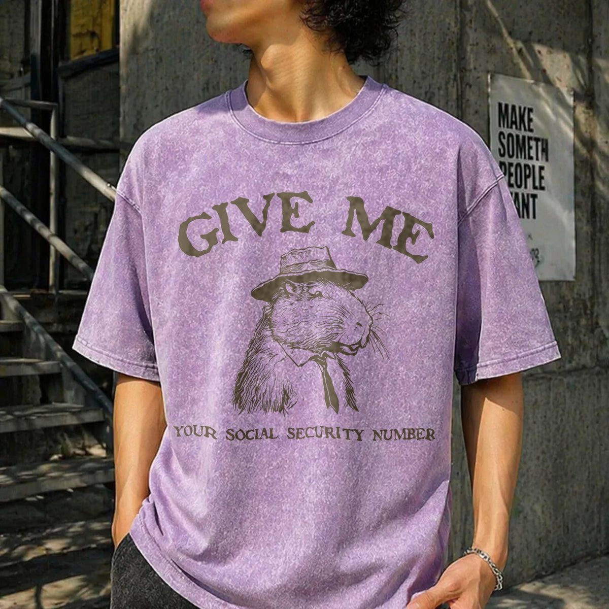 Give Me Your Social Capybara Vintage Washed T-Shirt product image 6