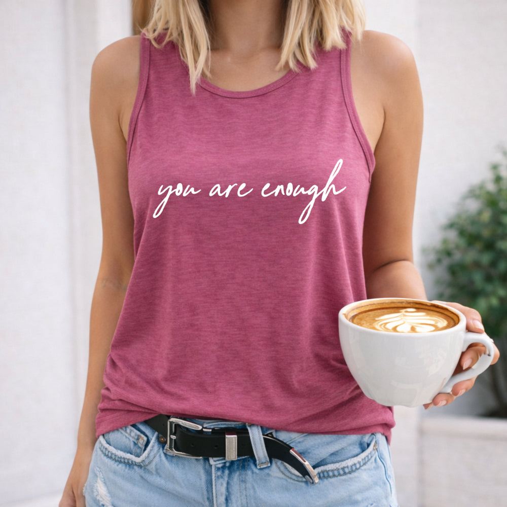Bright Pink You Are Enough - Mid-stretch Women's Tank Top