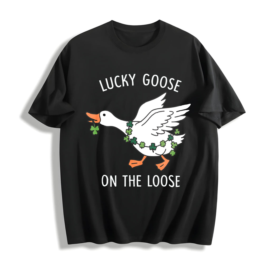 Funny St Patricks Day Goose Cotton T-Shirt product image 1