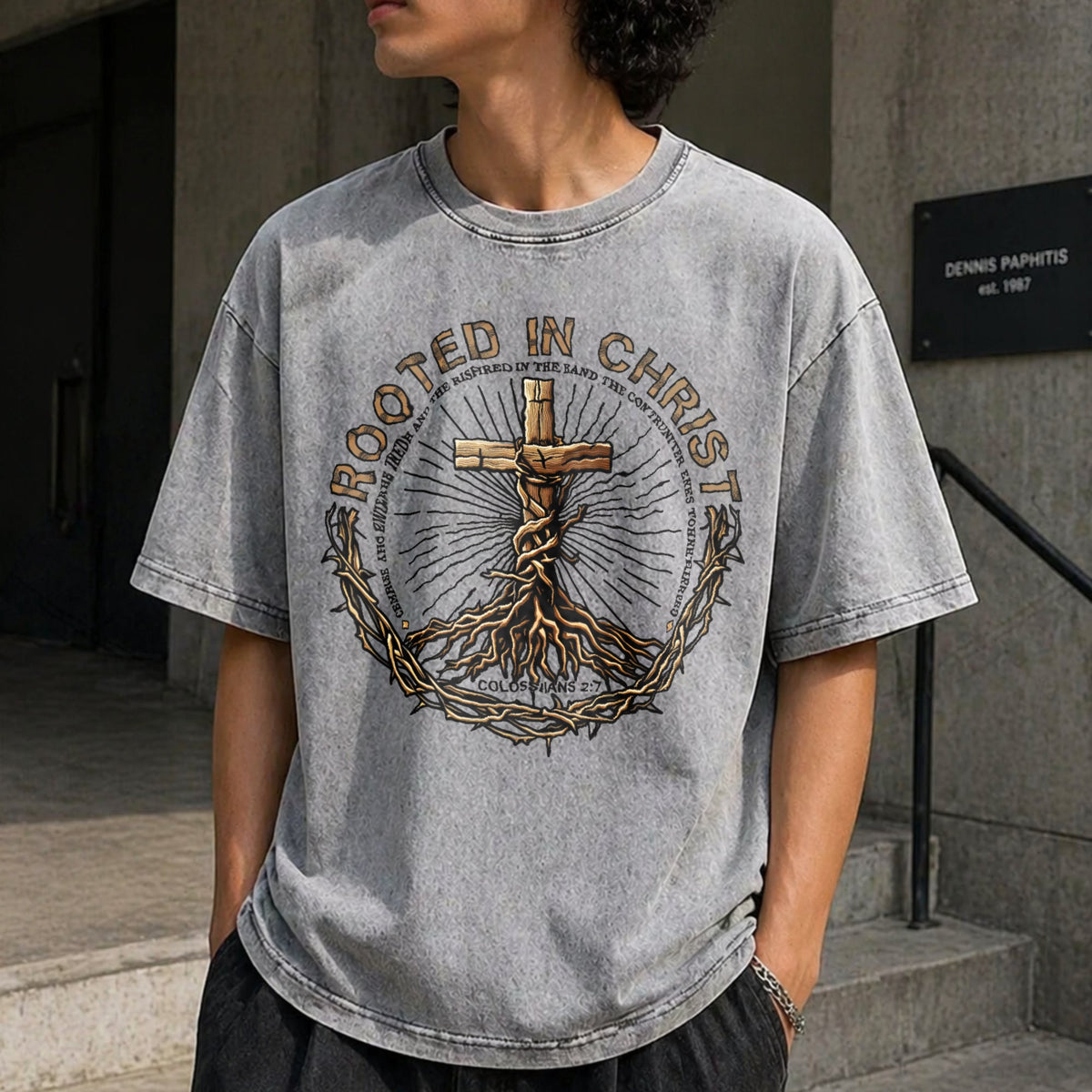 Rooted In Christ Vintage Washed T-Shirt product image 5