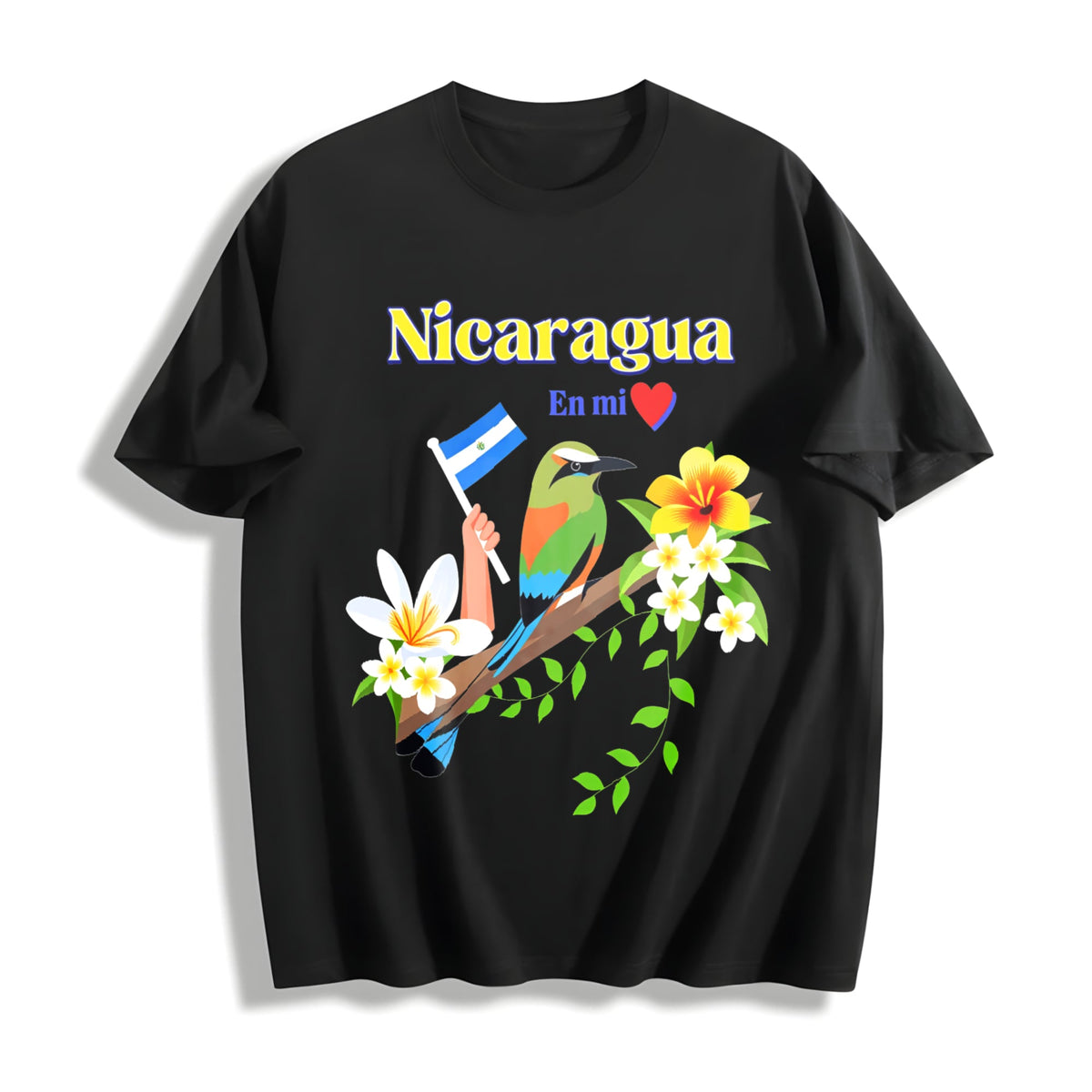 Nicaragua En Mi Corazon Patriotic Signs Cotton T-Shirt product image 1