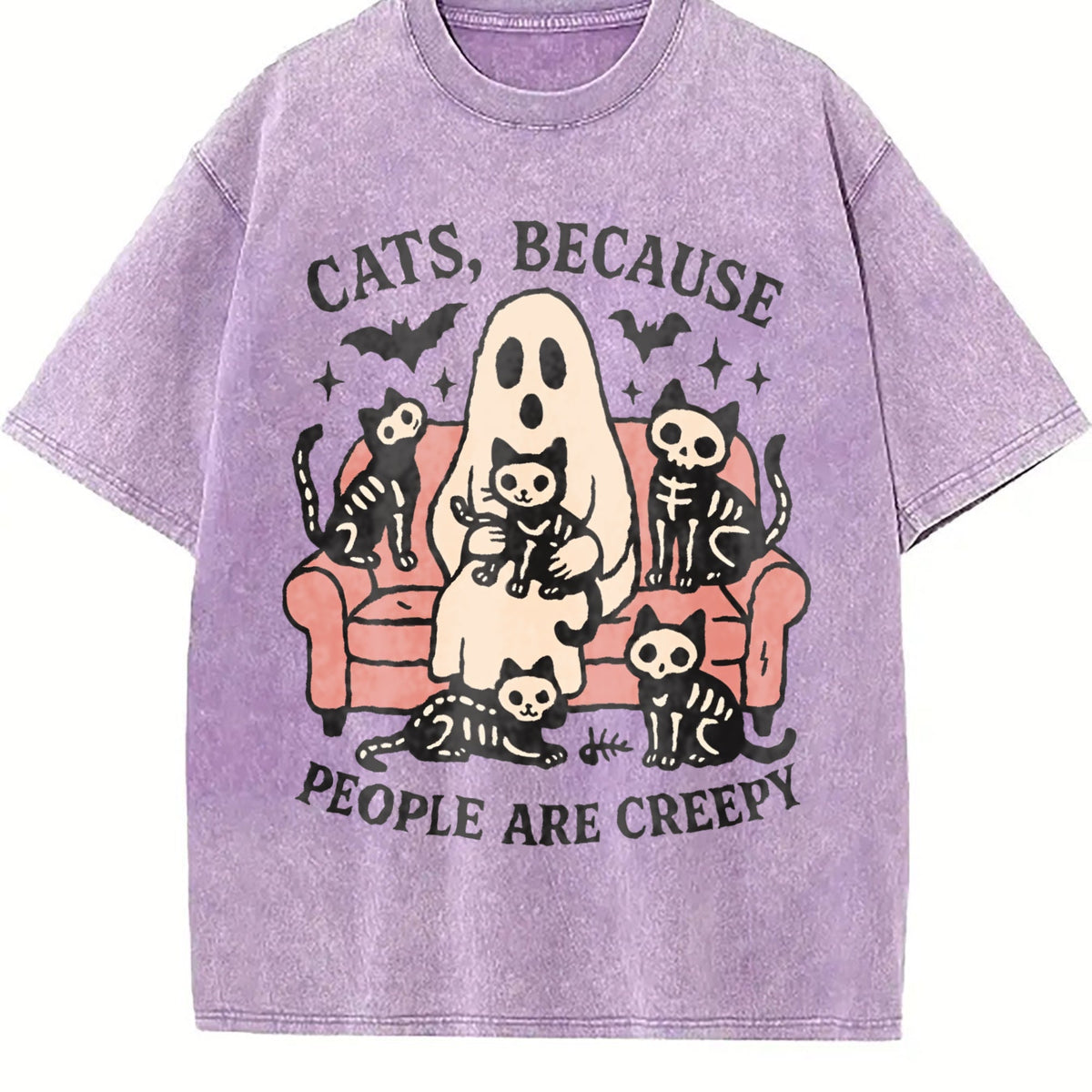 Summer Cats Sofa Skull Cat Vintage Washed T-Shirt product image 6