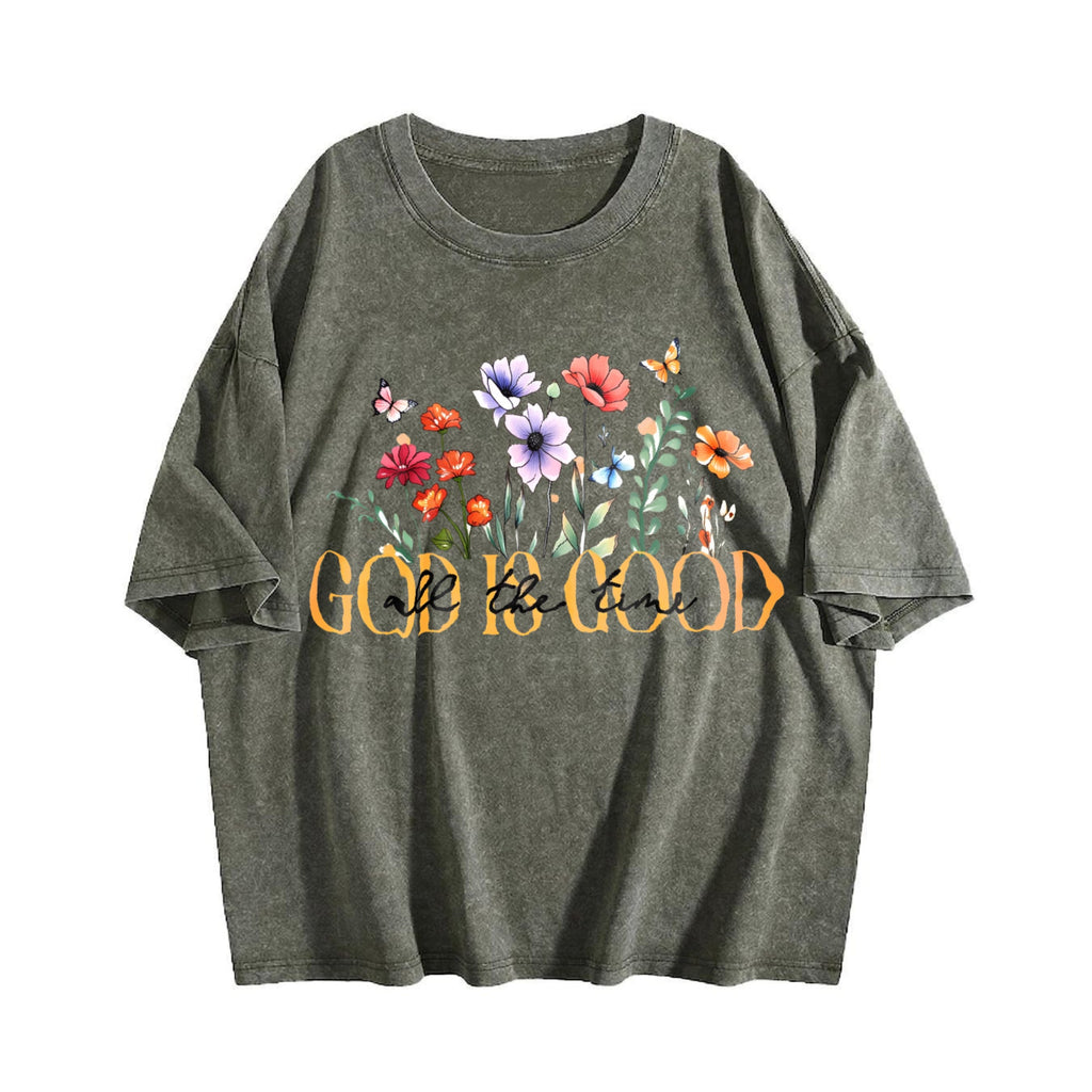 Summer God Is Good Floral Vintage Washed T-Shirt product image 4