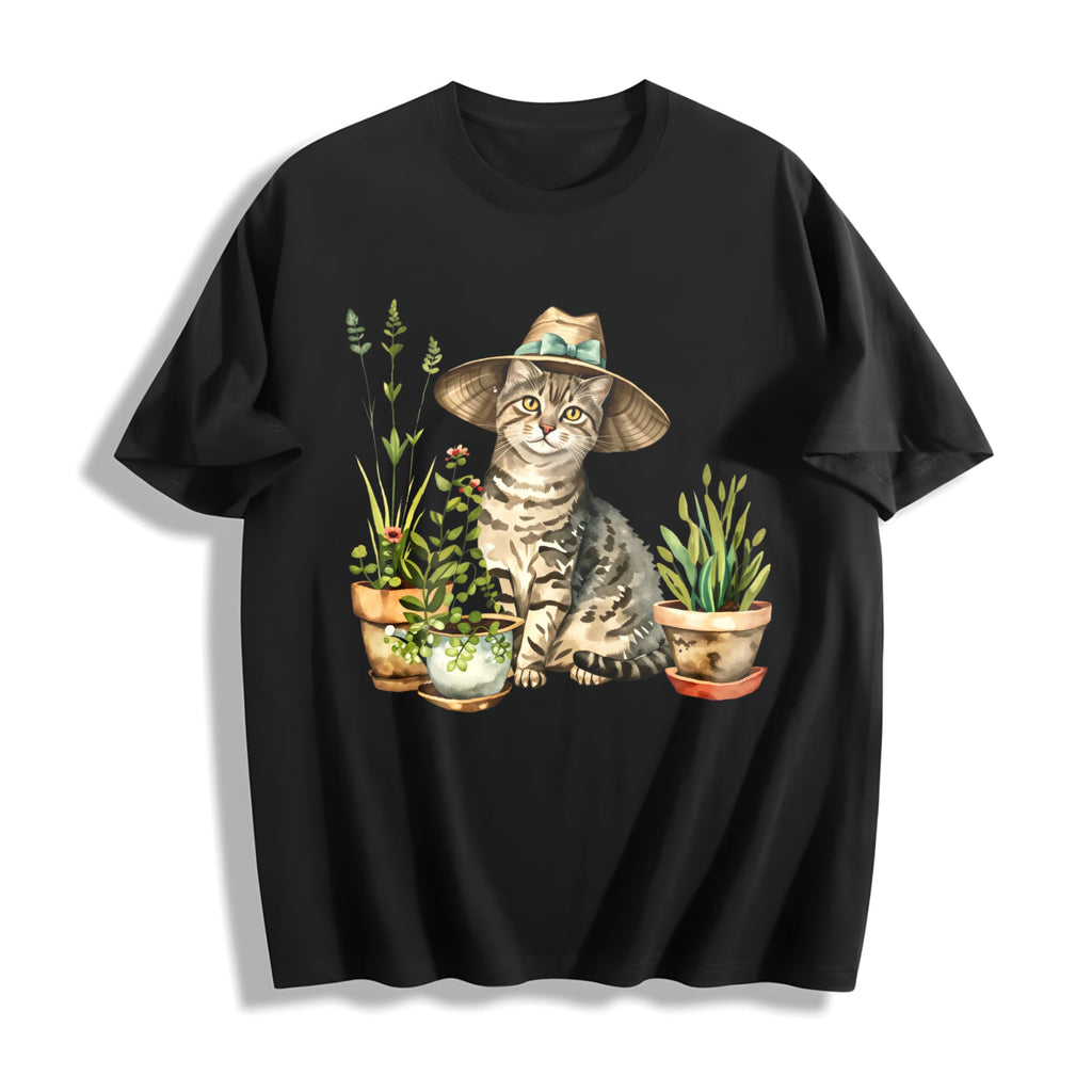 Cat And Plant Cotton T-Shirt product image 1