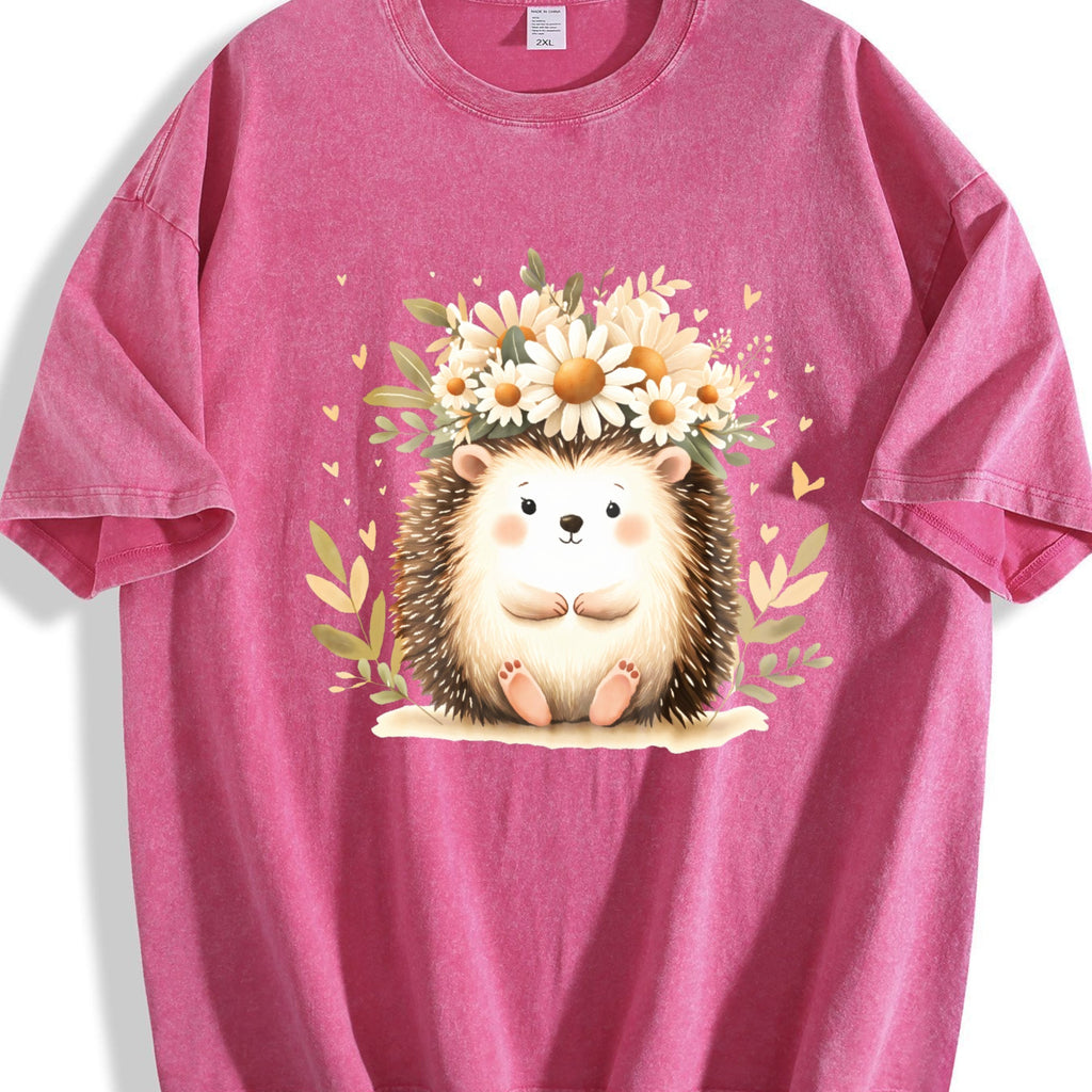 Hedgehog & Daisy - With Cute & Floral Vintage Washed T-Shirt product image 7