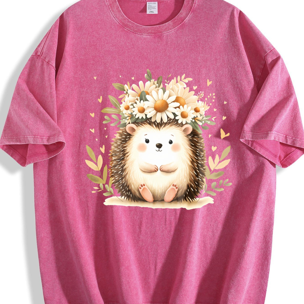 Hedgehog & Daisy - With Cute & Floral Vintage Washed T-Shirt product image 7