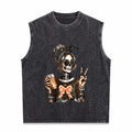 Skull Coffee For Edgy Skeleton Peace Sign Spring Summer Men's Washed Tank Top