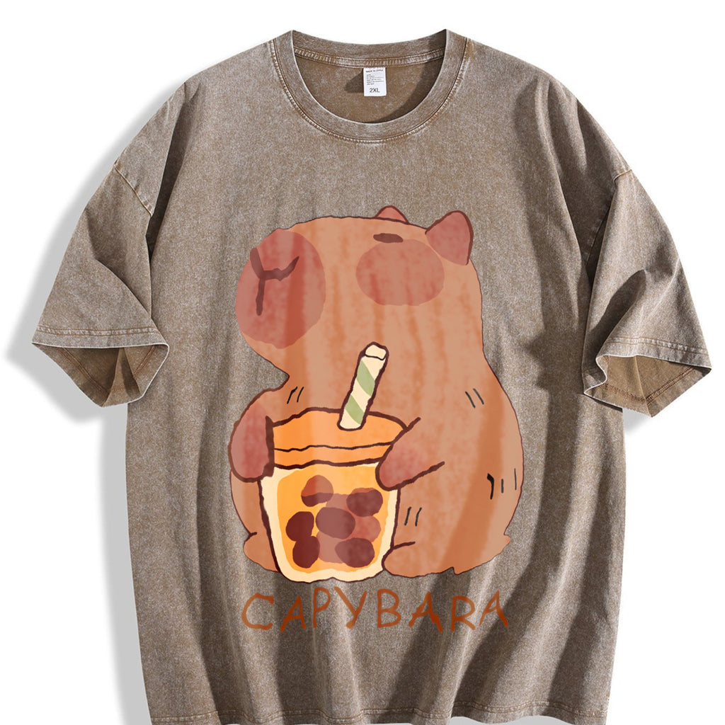 Capybara - Cute & Tea Vintage Washed T-Shirt product image 3