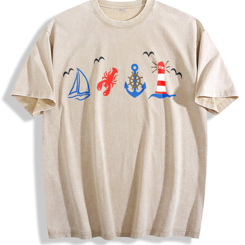Coastal Nautical Summer Vintage Washed T-Shirt product image 1