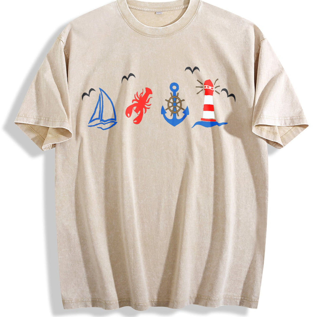 Coastal Nautical Summer Vintage Washed T-Shirt product image 1