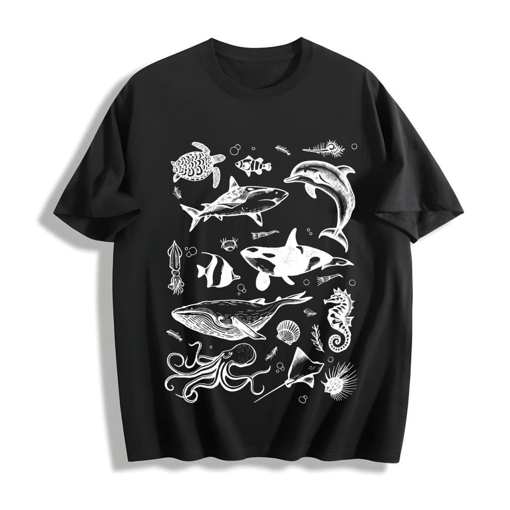 Sea Animal Tattoo Cotton T-Shirt product image 1