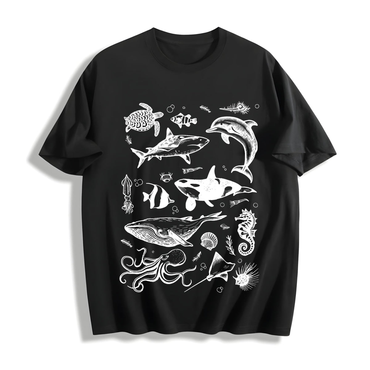 Sea Animal Tattoo Cotton T-Shirt product image 1