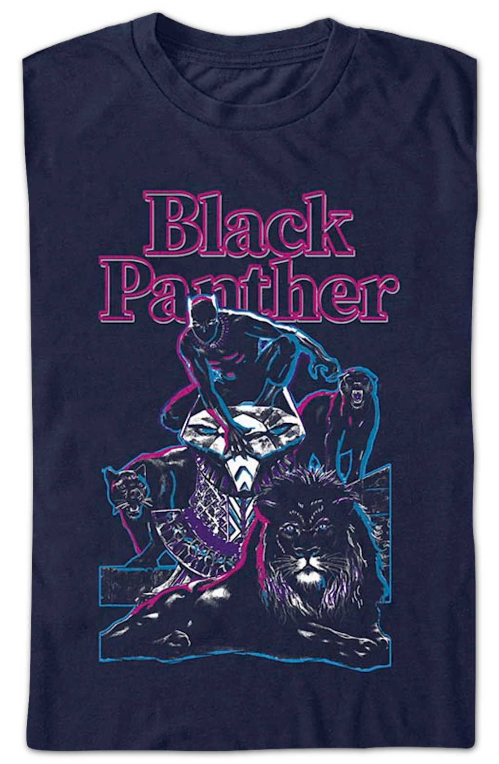 Black Panther Neon Outline Marvel Comics T-Shirt product image 2
