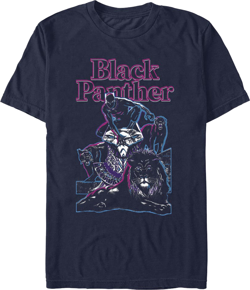 Black Panther Neon Outline Marvel Comics T-Shirt product image 1