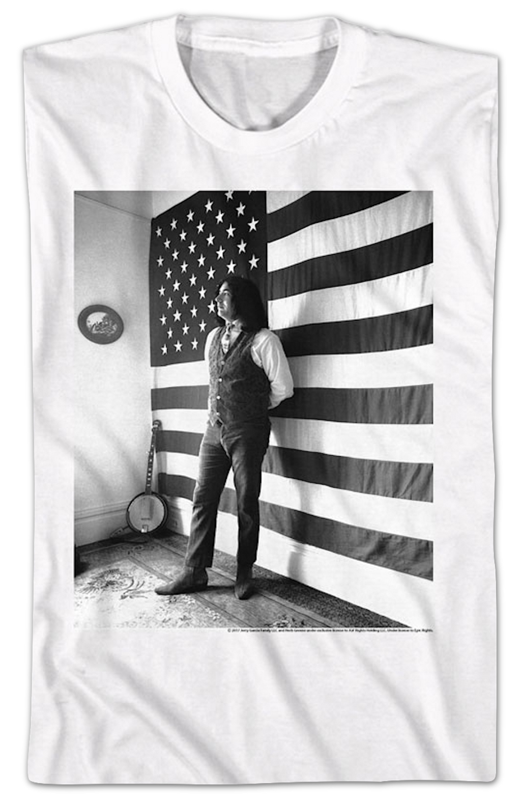 Black & White American Flag Jerry Garcia T-Shirt product image 2
