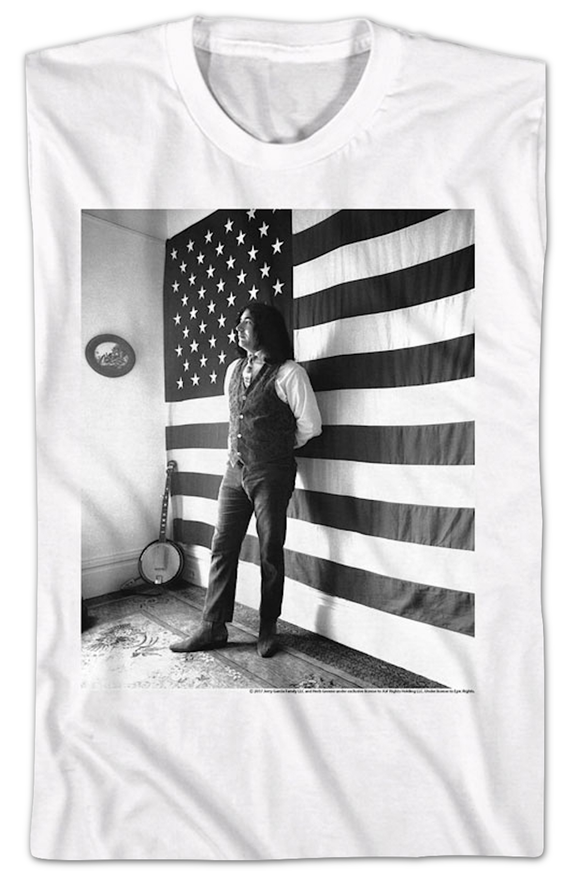 Black & White American Flag Jerry Garcia T-Shirt product image 2