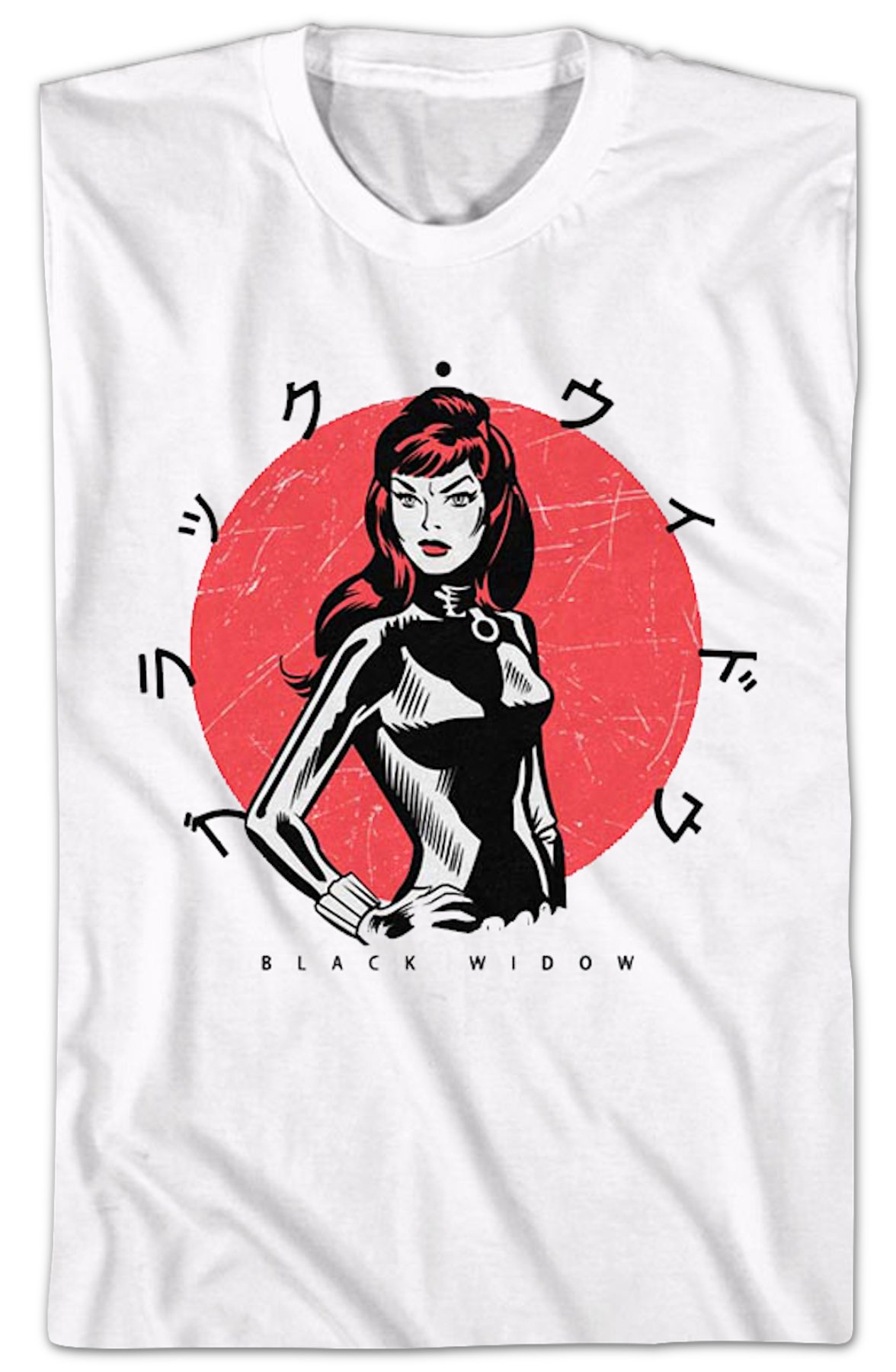 Black Widow Japanese Text Marvel Comics T-Shirt product image 2