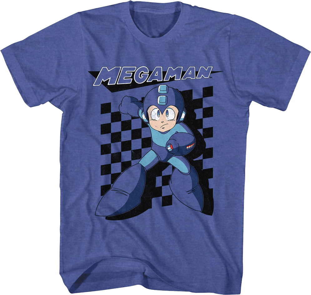 Blue Bomber Checkerboard Mega Man T-Shirt product image 1