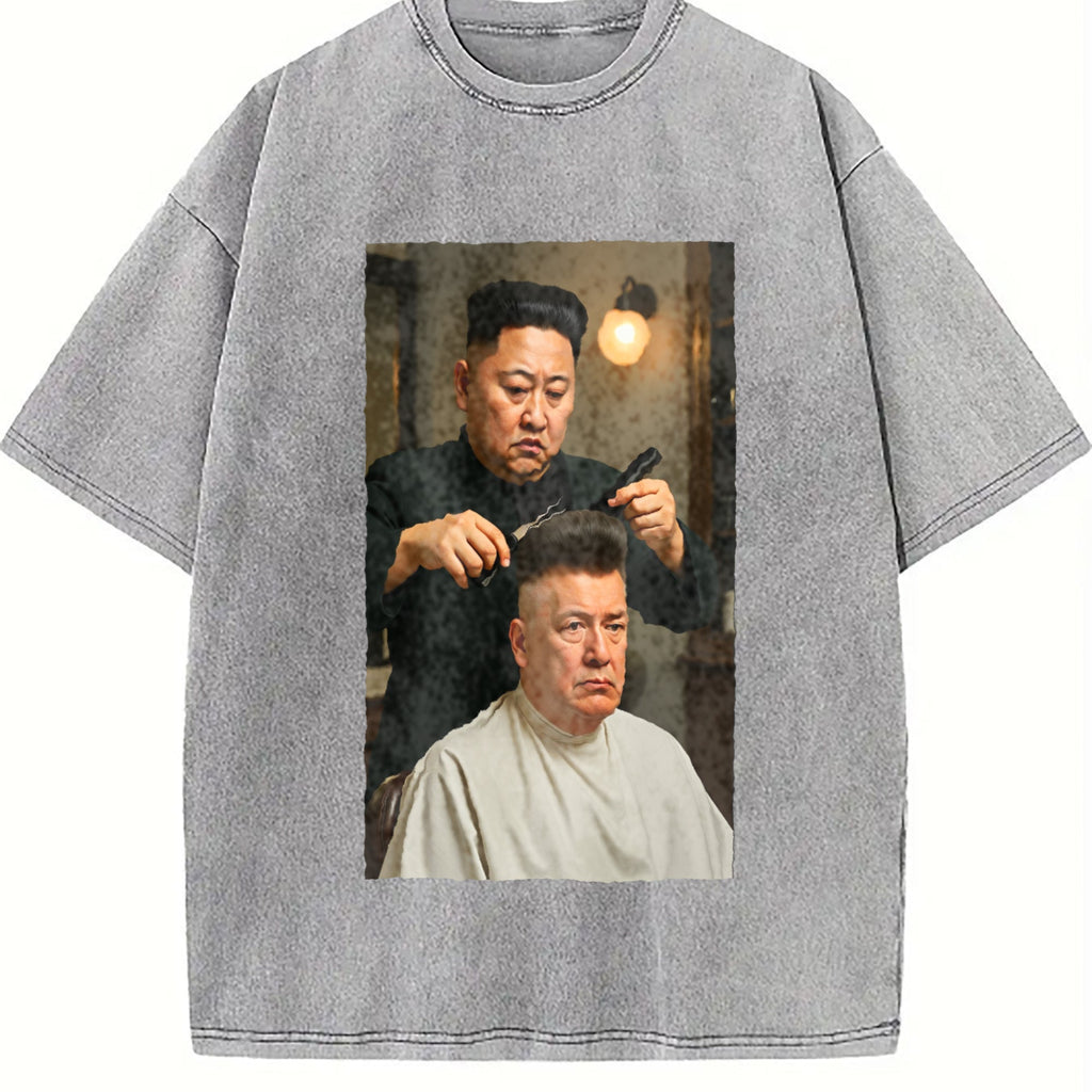 Kim Jong Un Cutting Donald Trump's Hair US Vintage Washed product image 4