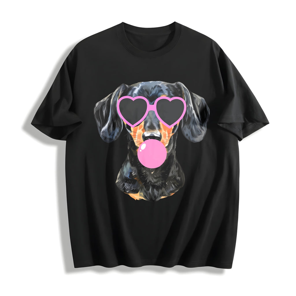 Dachshund Mama Blowing Bubble Cotton T-Shirt product image 1