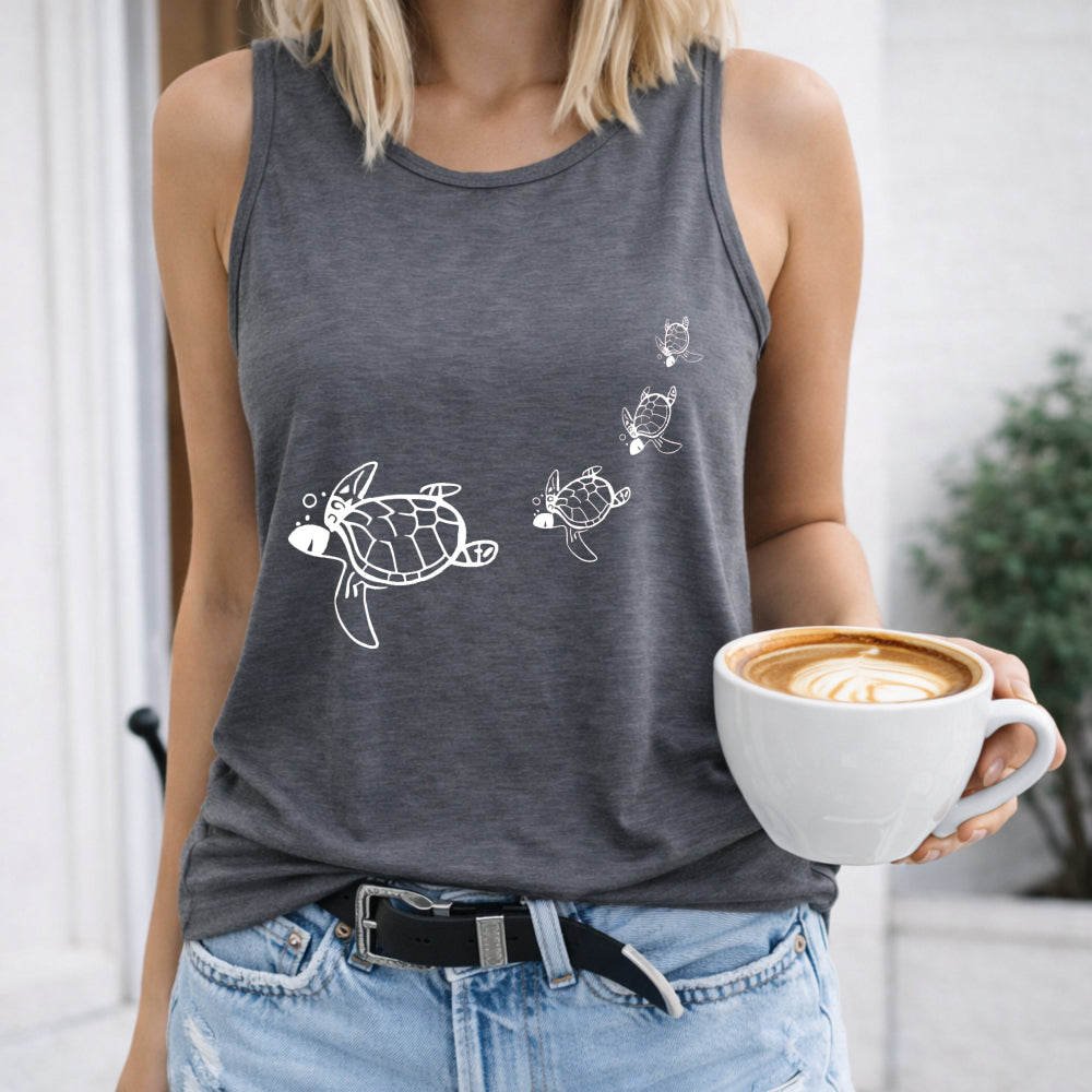 Cartoon Sea Turtle Women's Tank Top
