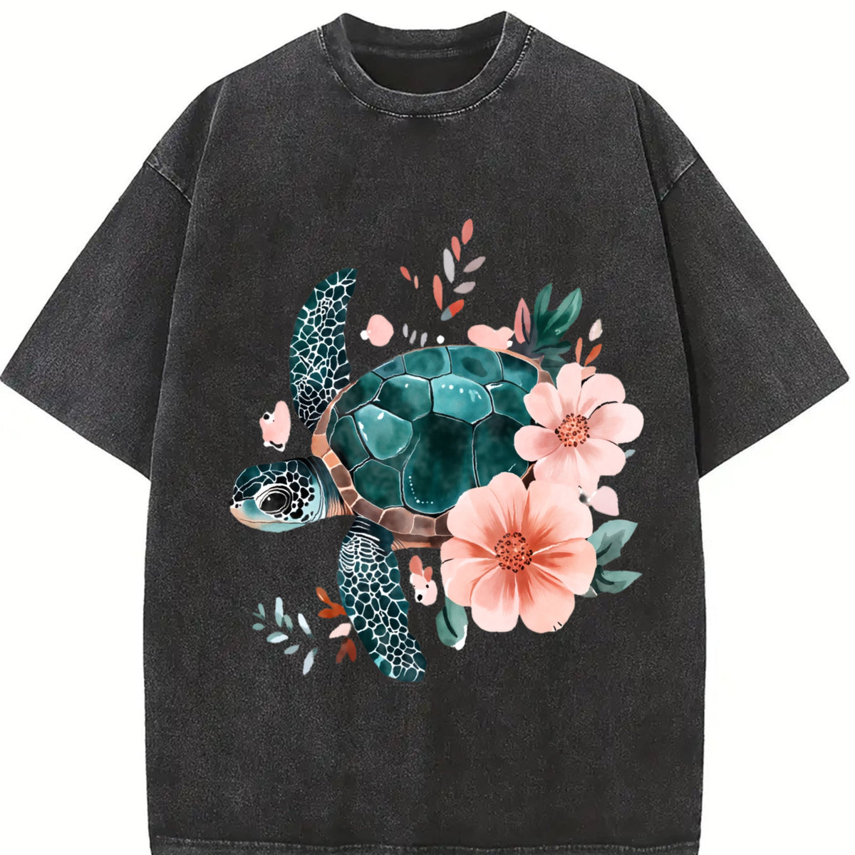 Floral Turtle & Peach Blossom - Stretch Vintage Washed product image 2