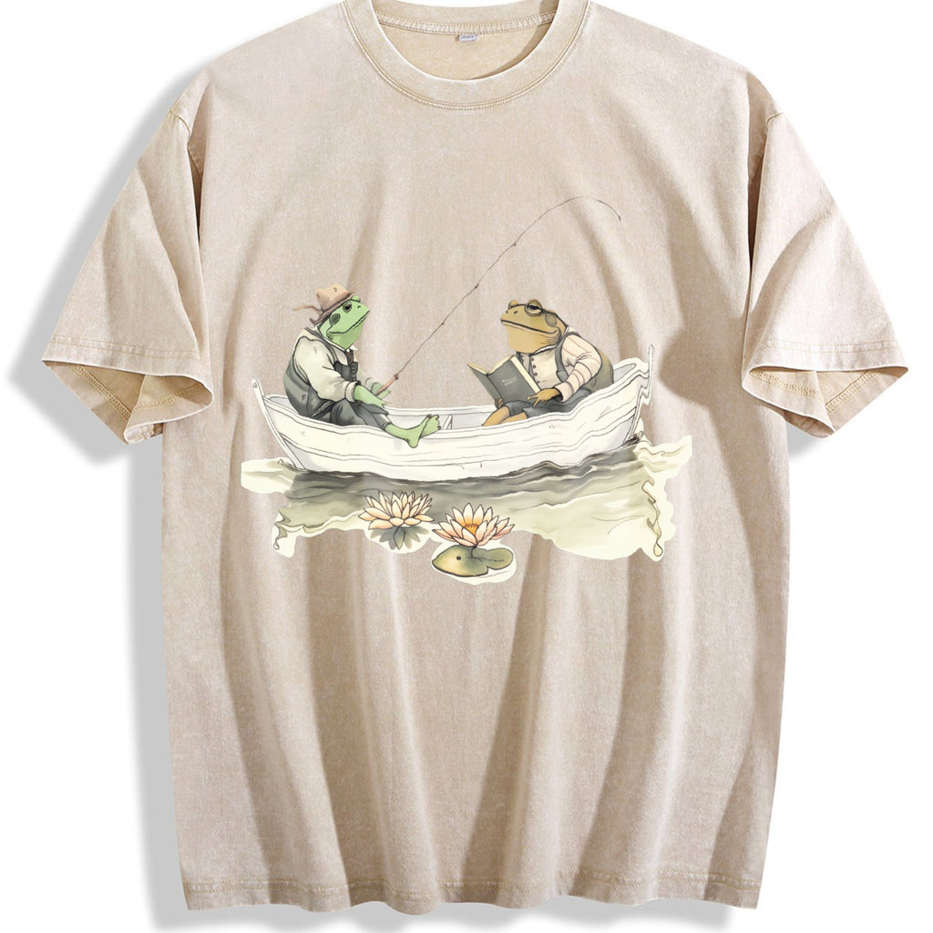 Fishing Frogs 90s Vintage Washed T-Shirt product image 1