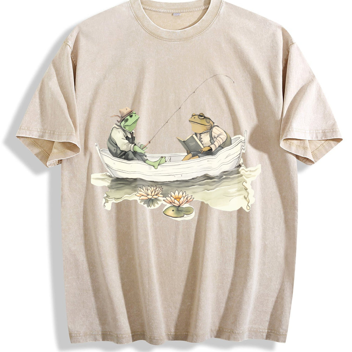 Fishing Frogs 90s Vintage Washed T-Shirt product image 1
