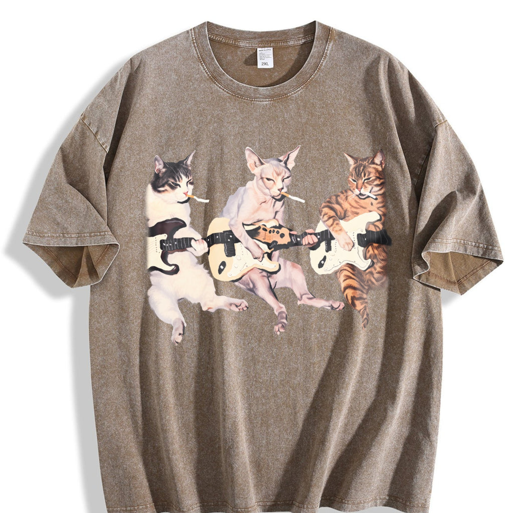Rock Band Cats Vintage Washed T-Shirt product image 3