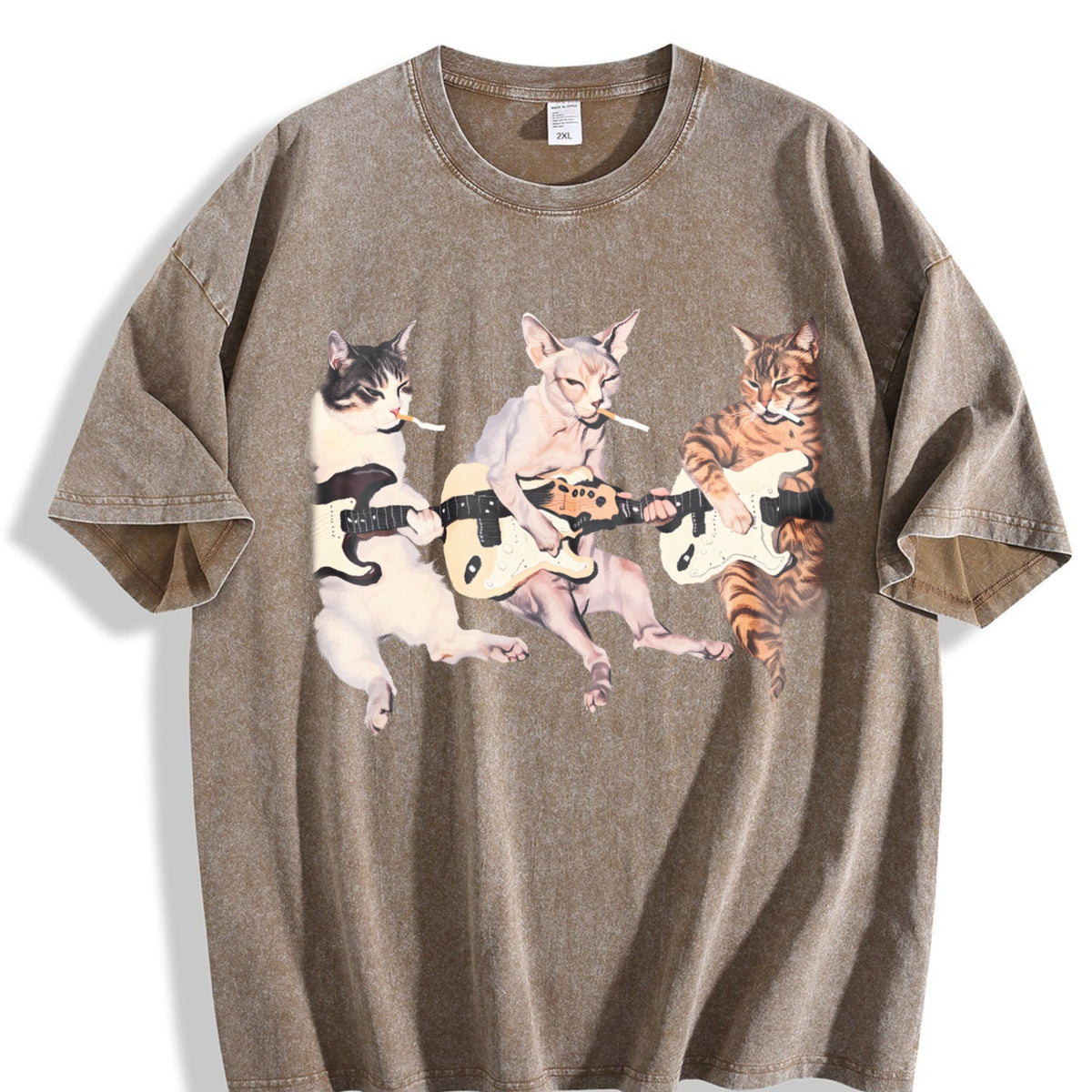 Rock Band Cats Vintage Washed T-Shirt product image 3