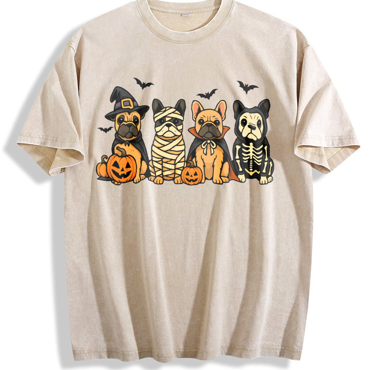Halloween French Bulldog Vintage Washed T-Shirt product image 1