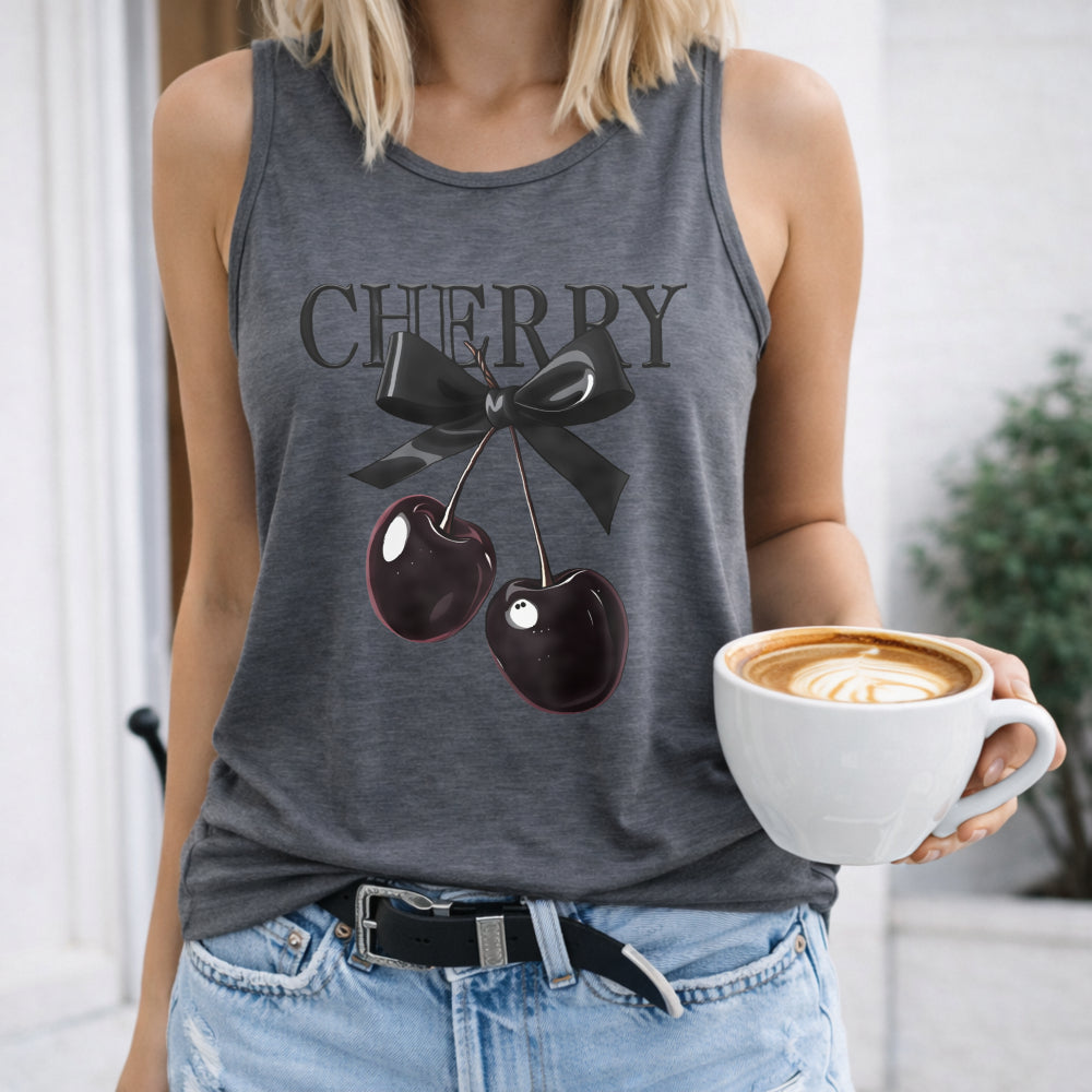 Cherries with Black Bow Women's Tank Top