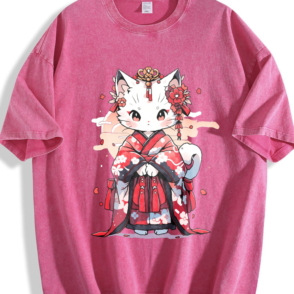 Animal Series : Cat In A Kimono Vintage Washed T-Shirt product image 7
