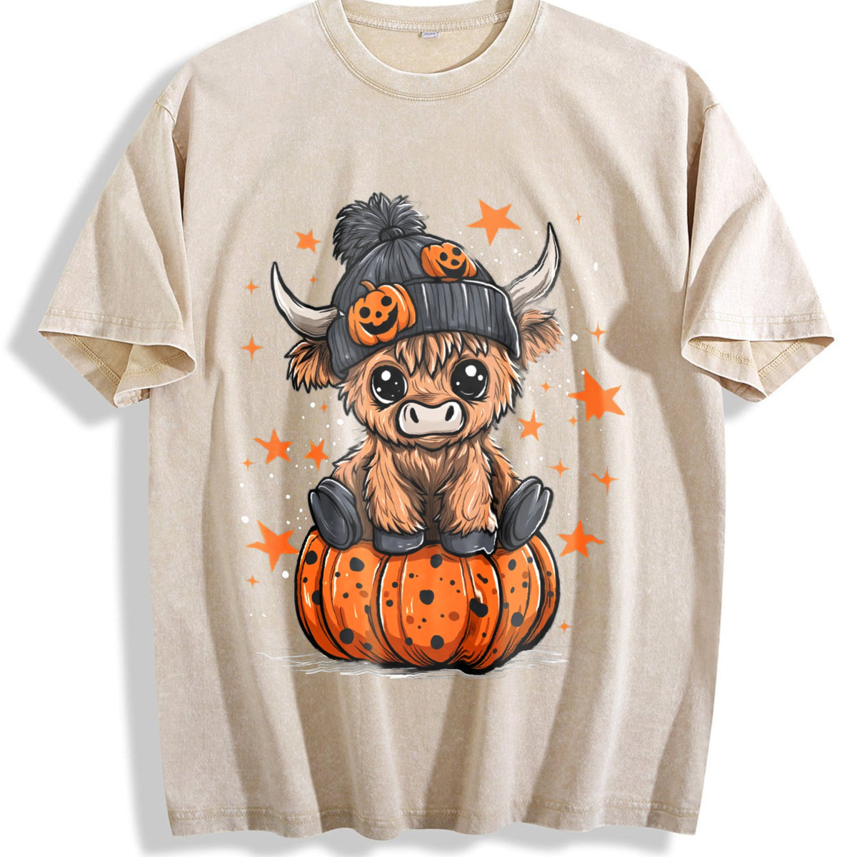 Funny Highland Cow Halloween Vintage Washed T-Shirt product image 1