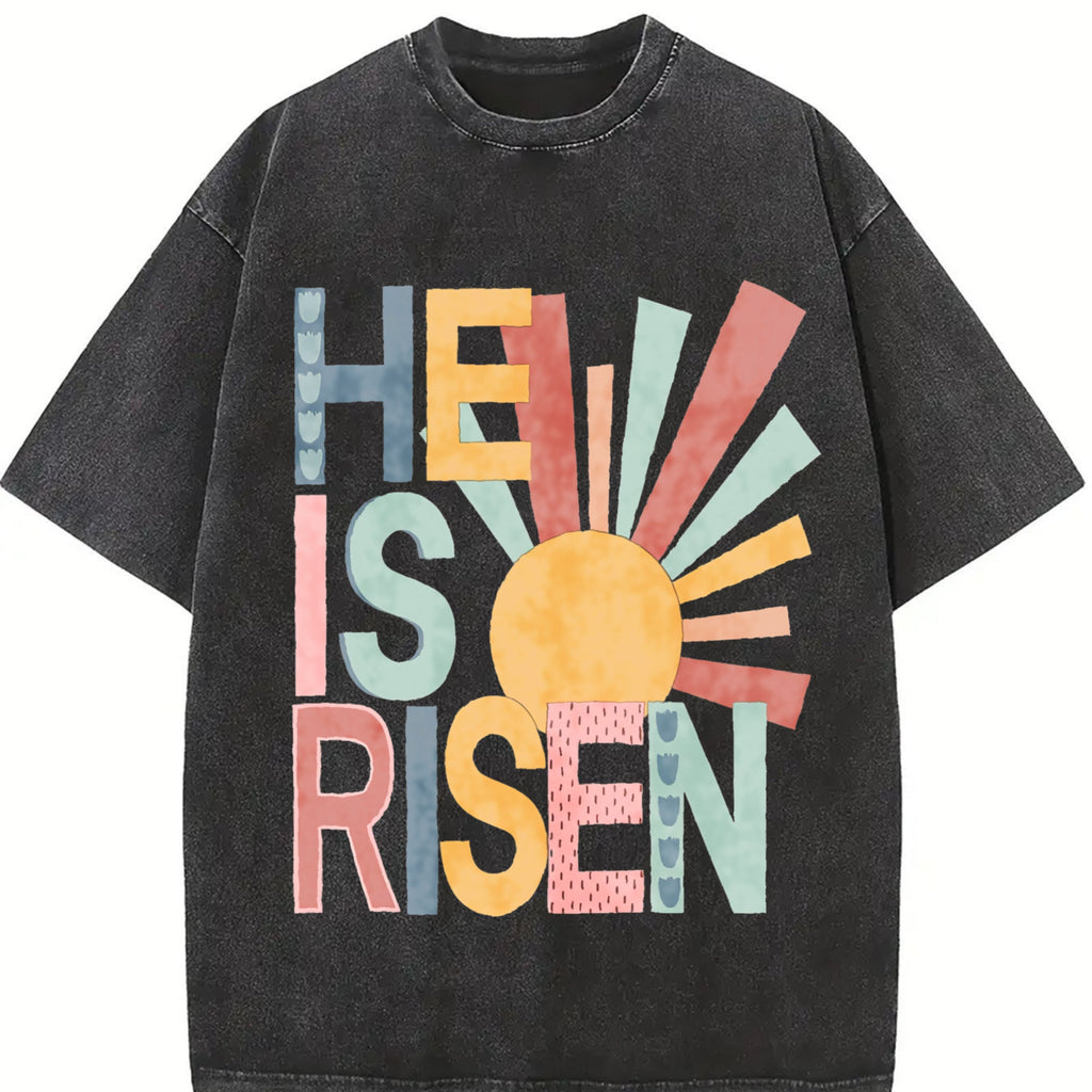Easter Sun Element He Is Risen Vintage Washed T-Shirt product image 2
