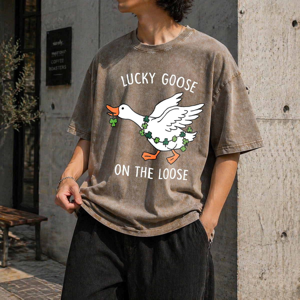Funny St Patricks Day Goose Vintage Washed T-Shirt product image 3