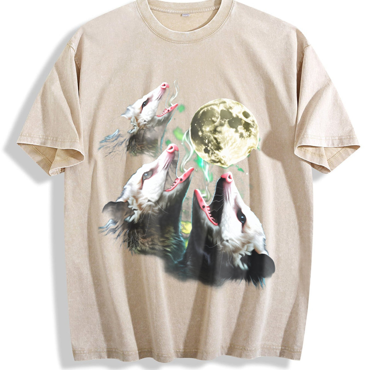 Opossum Howling To Moon 90s Vintage Washed T-Shirt product image 1