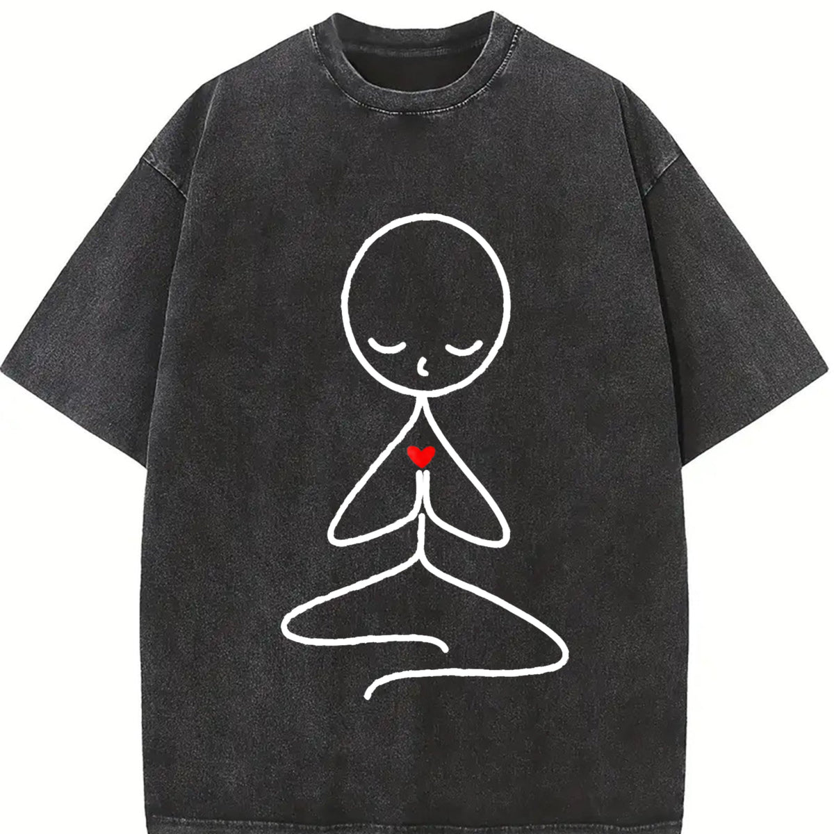 Stick Figure Meditating Winter Vintage Washed T-Shirt product image 2