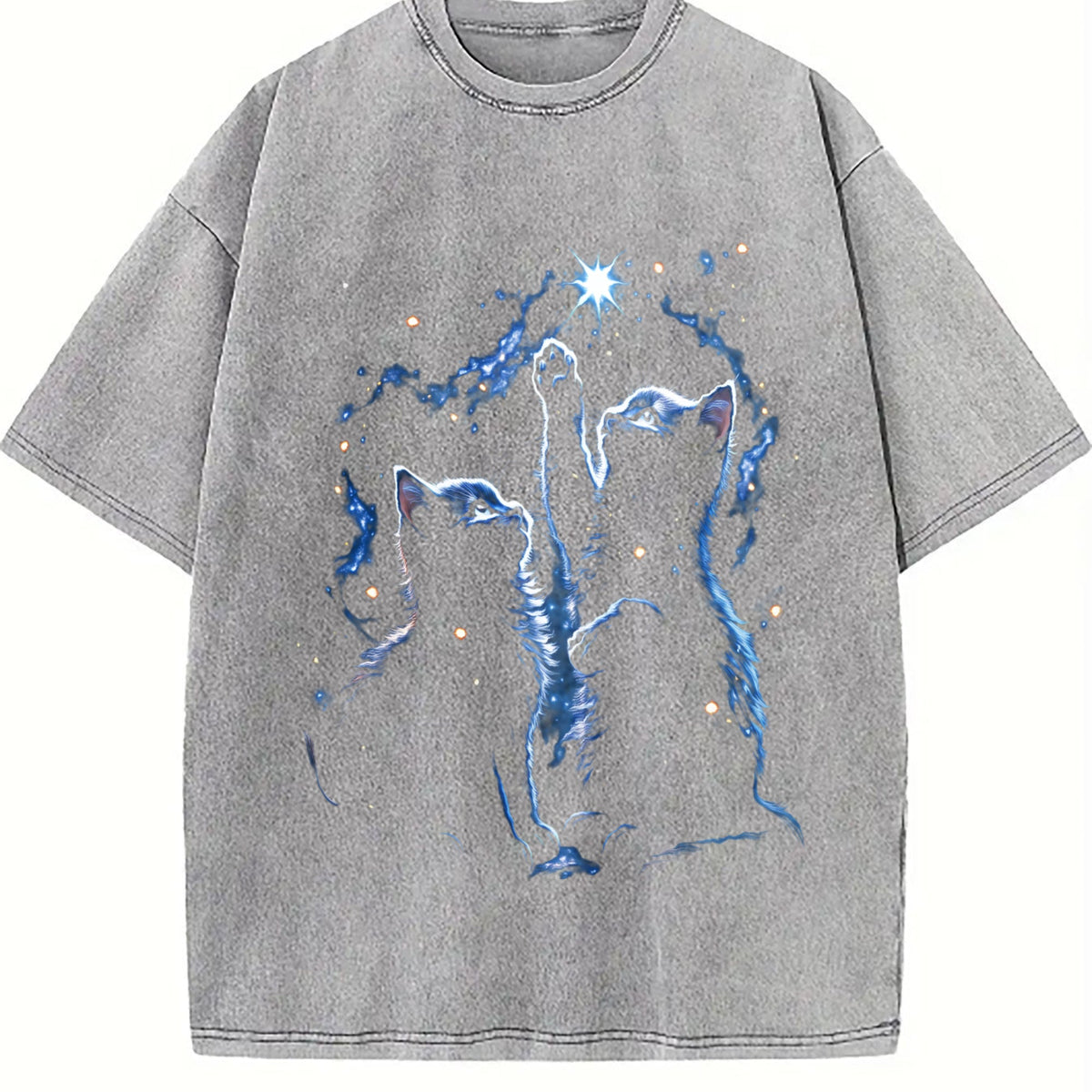 Two Cats Playing Galaxy Vintage Washed T-Shirt product image 5