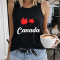 Canada Maple Leaf & Bold Letter - Black With Red White Women's Tank Top