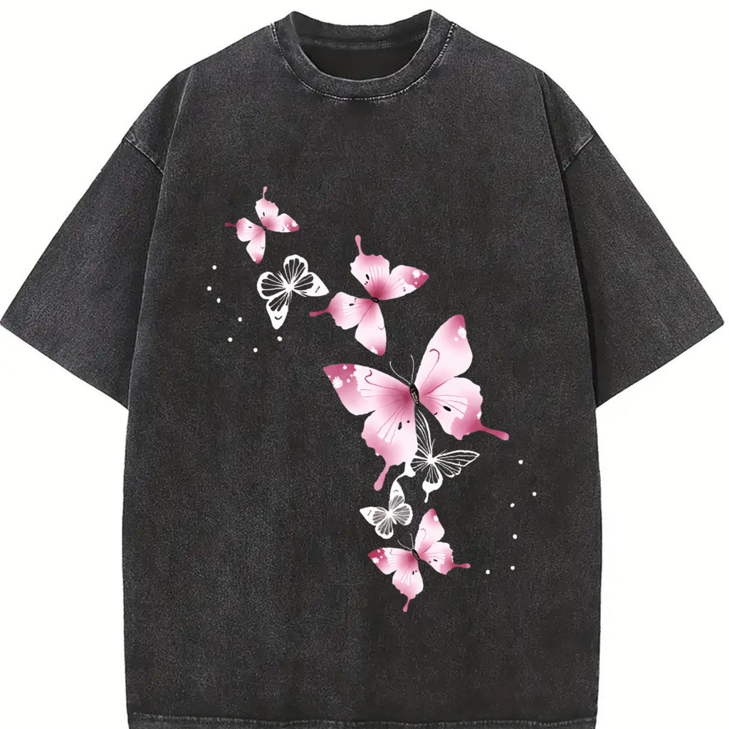 Pink Butterfly Vintage Washed T-Shirt product image 2