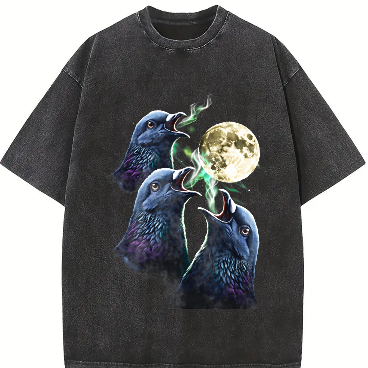 Pigeon Howling To Moon 90s Vintage Washed T-Shirt product image 2