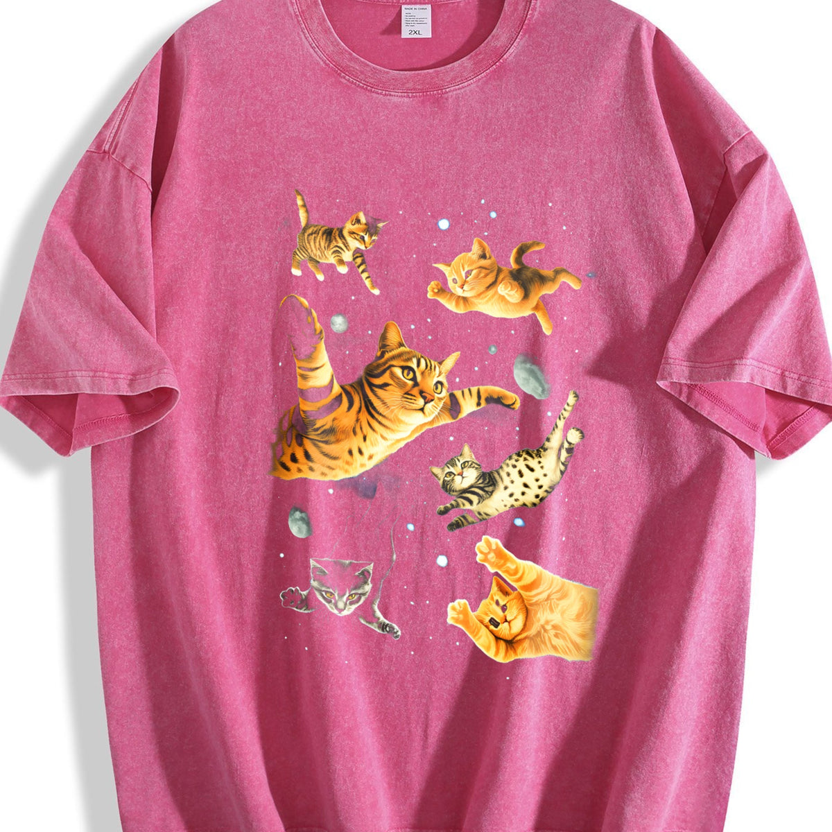 Cats In Galaxy Space Vintage Washed T-Shirt product image 7