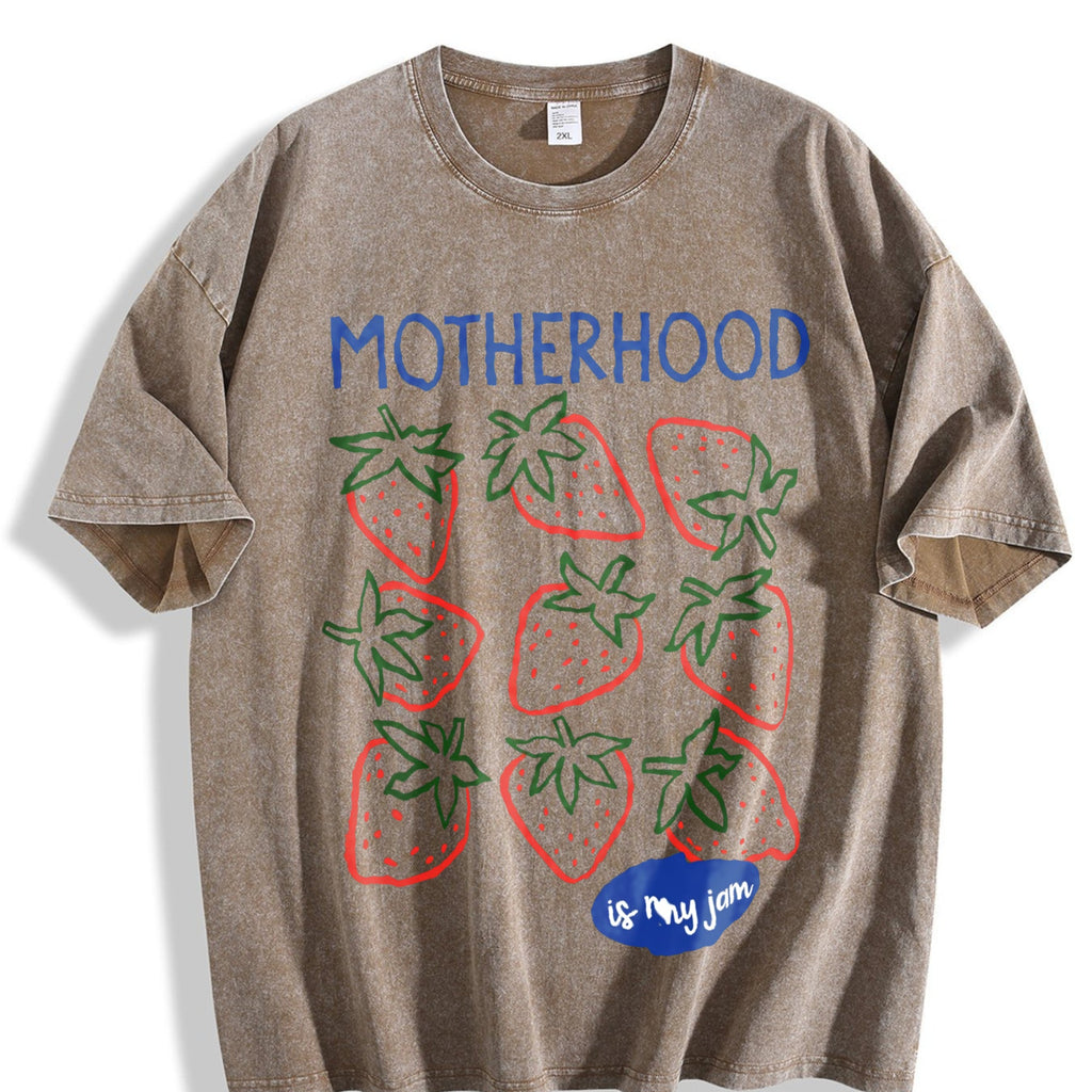 Motherhood Is My Jam Strawberry Pun Mom Life - Boxy Vintage product image 3