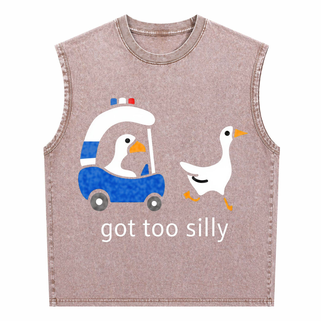 Got Too Silly Goose Funny Cute For Ducks Car Summer Men's Washed Tank Top