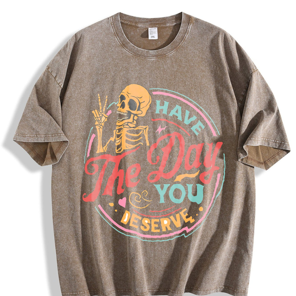 Skeleton Peace Sign Have The Day You Deserve Boxy Vintage product image 3