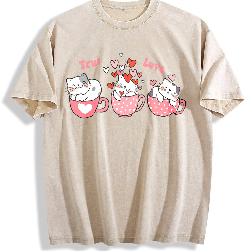 Cat Love True Vintage Washed T-Shirt product image 1