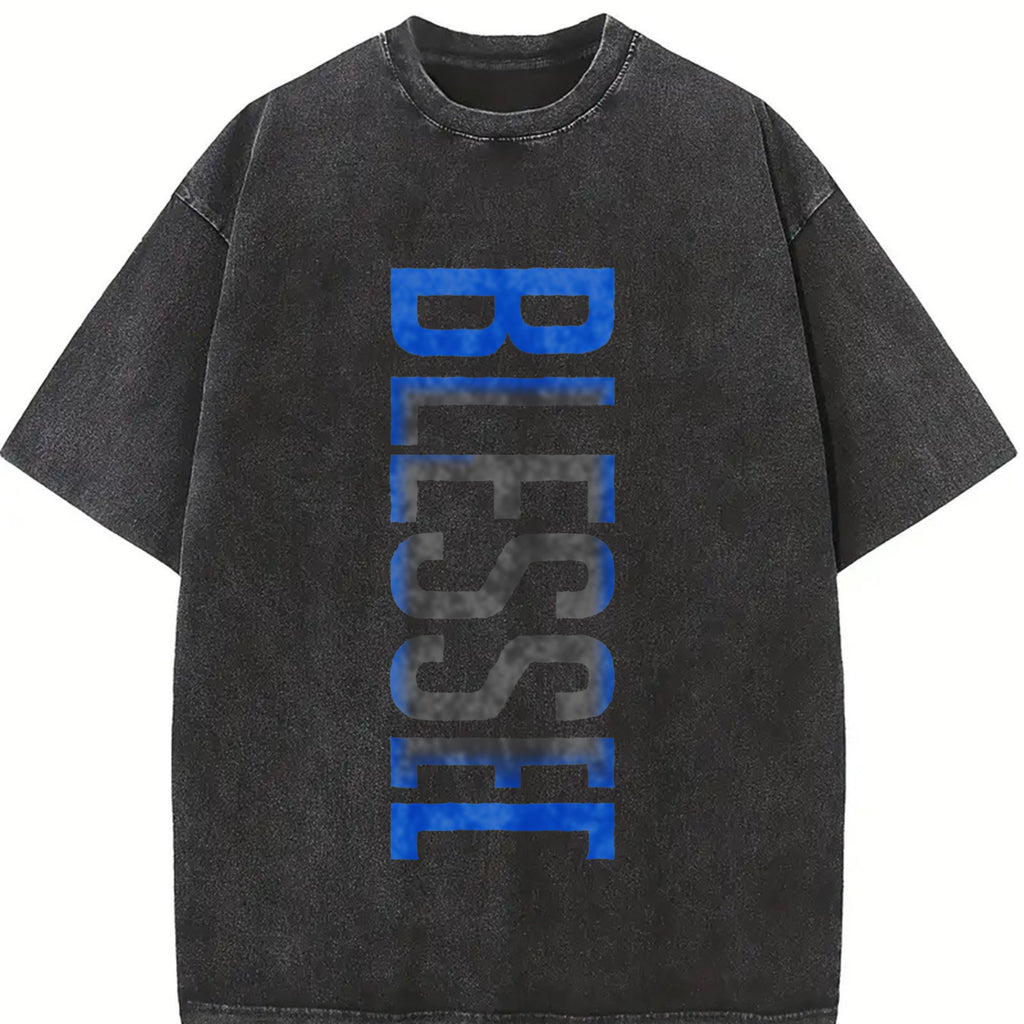 Blessed Blue Lettering Vintage Washed T-Shirt product image 2
