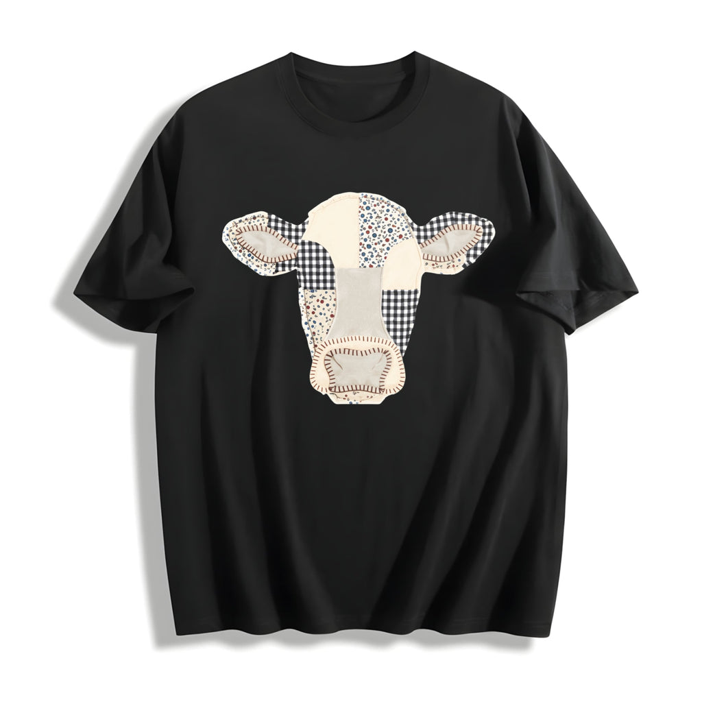 Faux Patchwork Cow Cotton T-Shirt product image 1