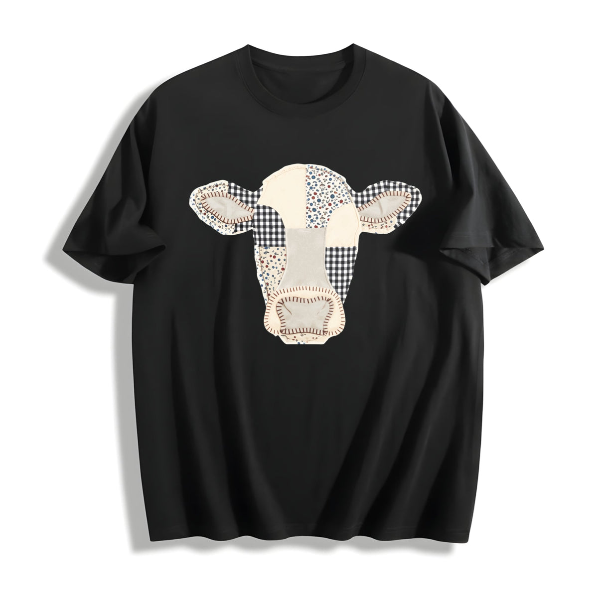 Faux Patchwork Cow Cotton T-Shirt product image 1